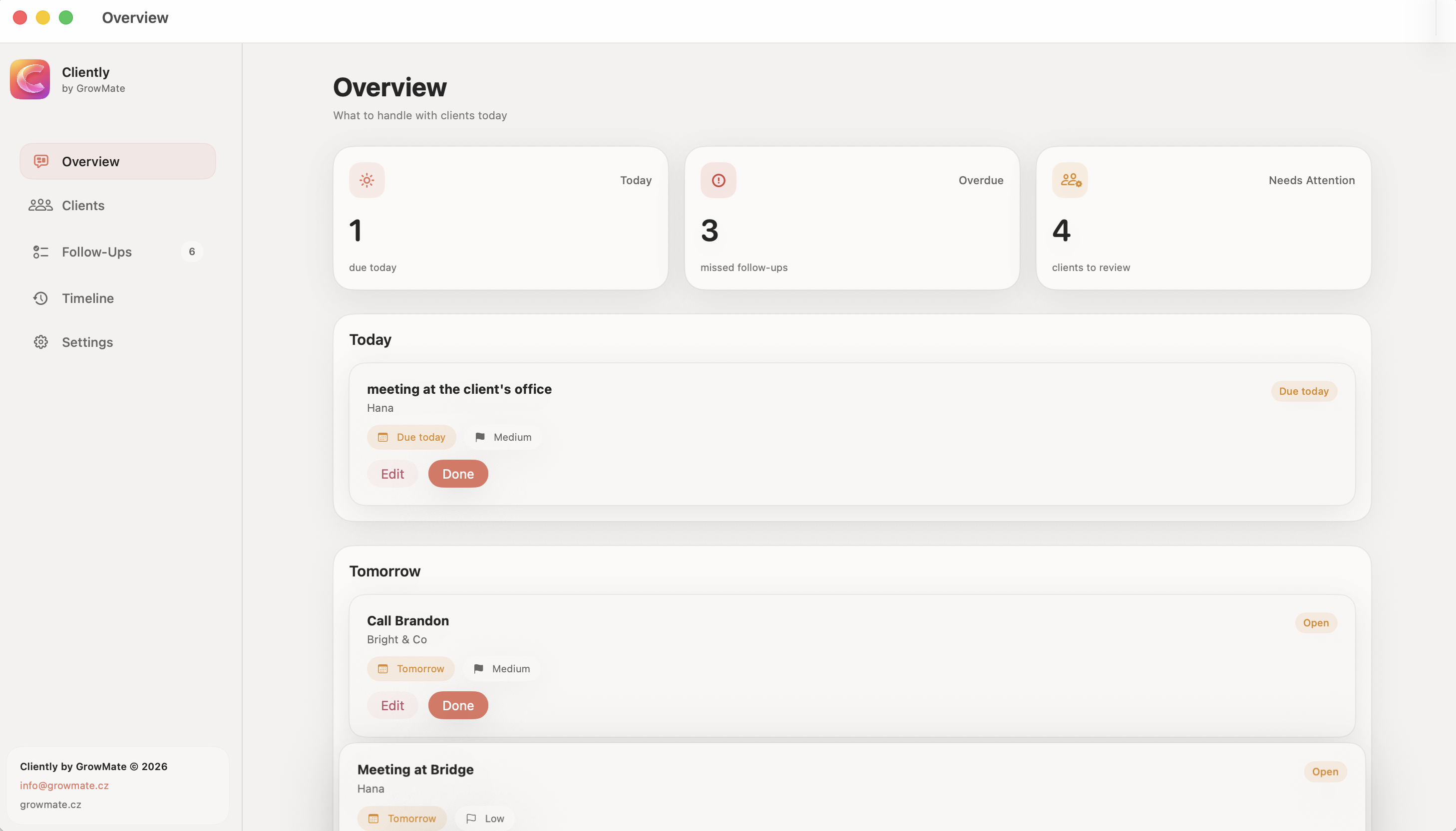 Overview in Cliently