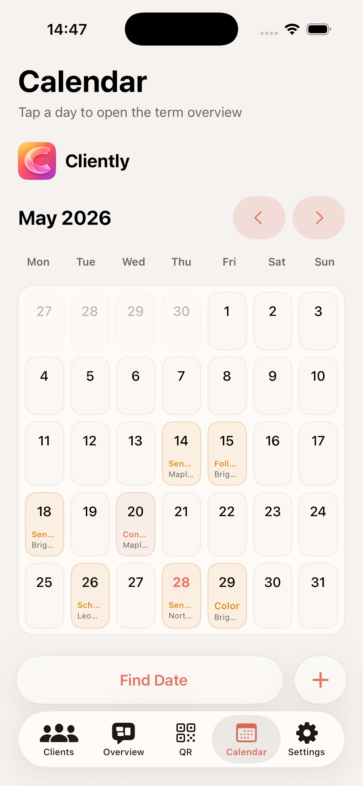 Calendar in Cliently