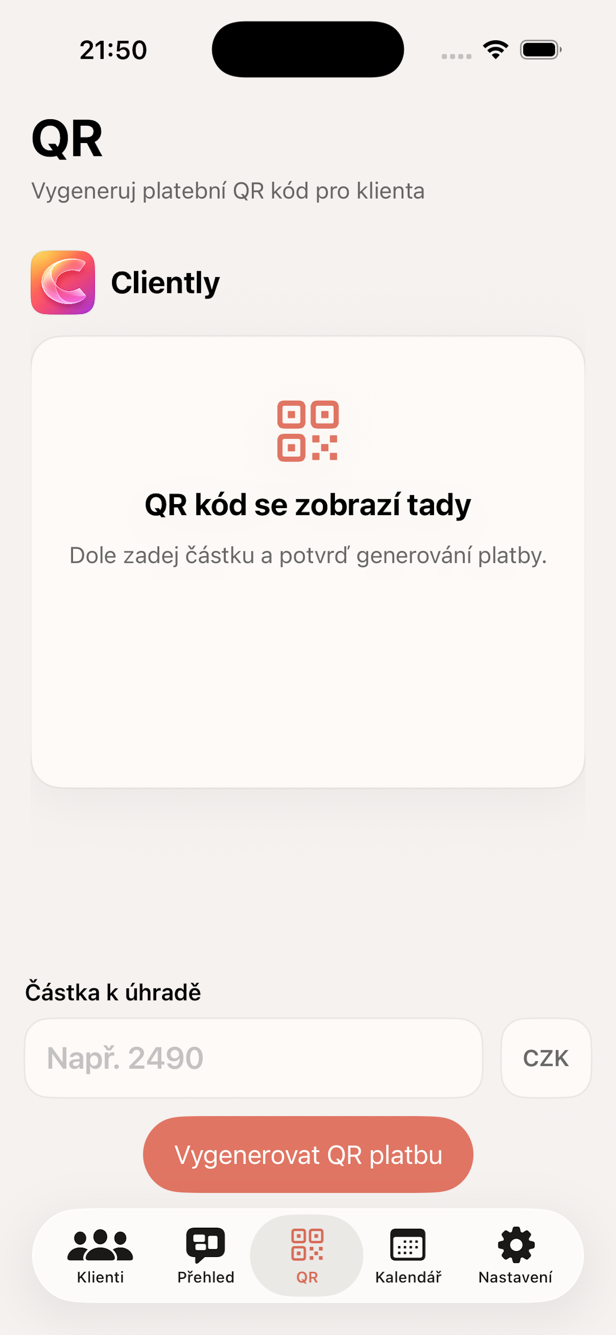 QR platba v Cliently