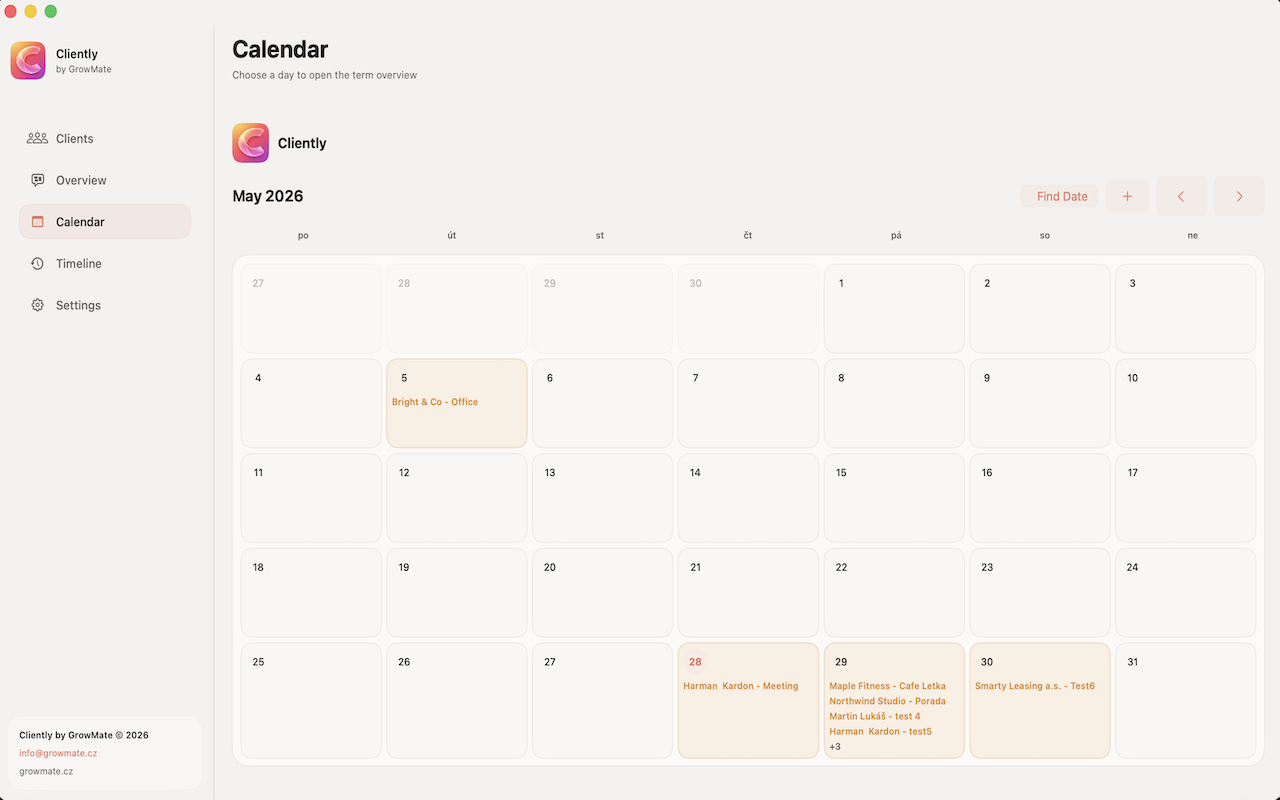 Calendar in Cliently