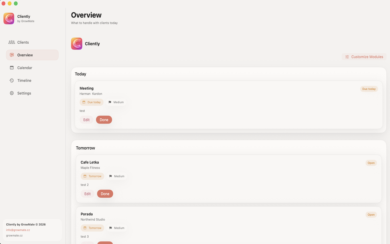 Overview in Cliently
